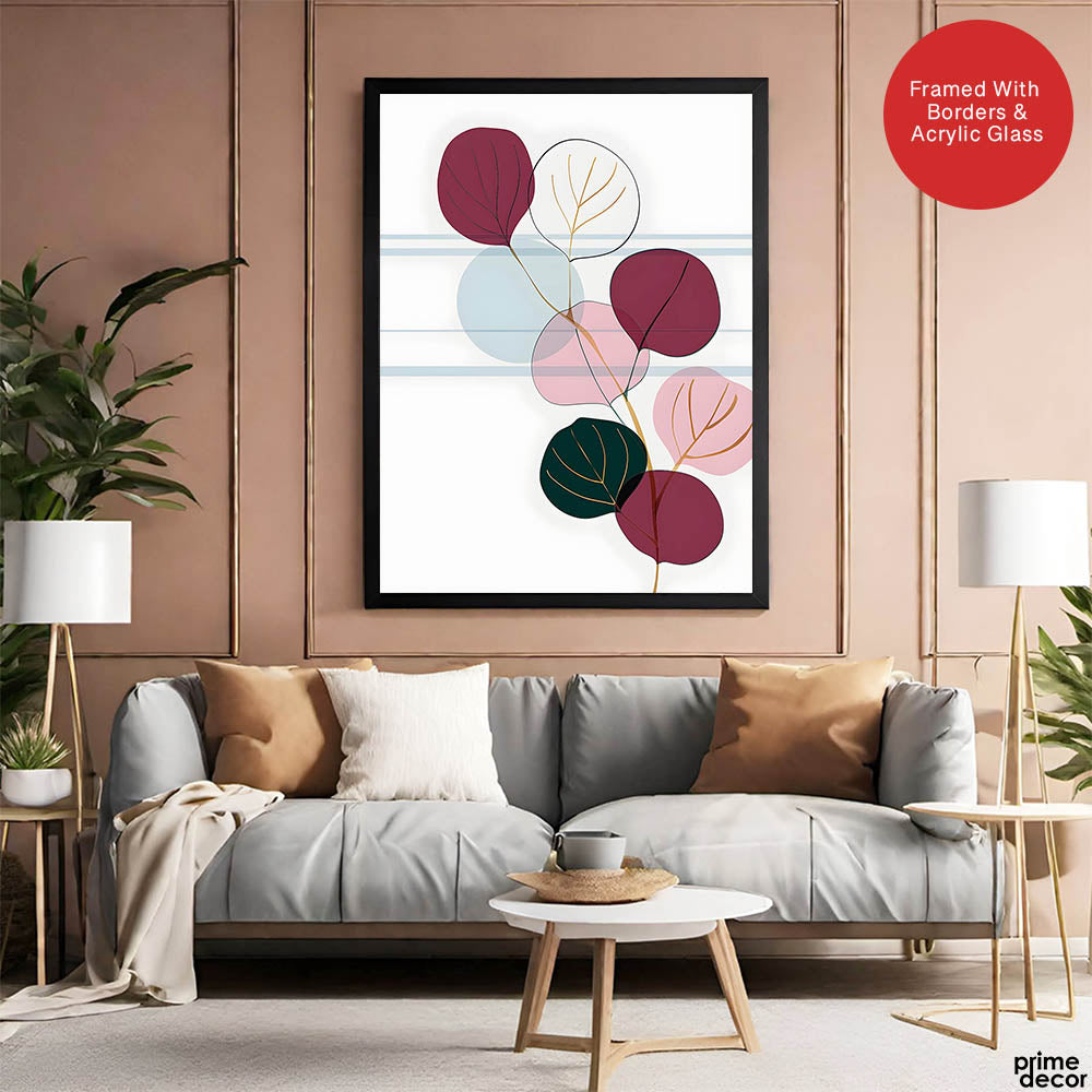 Colorful Abstract Tropical Leaves Over White Background | Abstract Floral Artwork #00263 - Prime Décor