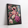 Pink Flamingo and Colorful Peonies (Single Panel) Digital Painting Wall Art
