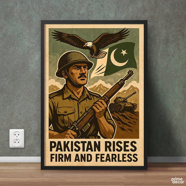 Pakistan Rises Firm And Fearless With Eagle | Army Poster Wall Art