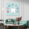 Teeth Treatments With Powder Blue Background (Single Panel) Dentist Wall Art