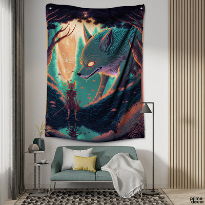 A Brave Warrior & A Demon Wolf | Anime Tapestry