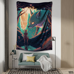 A Brave Warrior & A Demon Wolf | Anime Tapestry