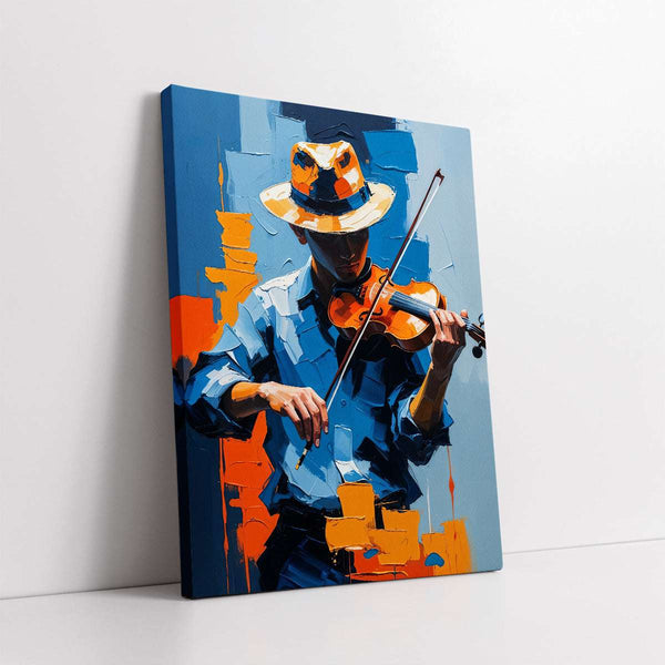 The Orange Melody With Violin Knife Work Style (Single Panel) Digital Painting Wall Art