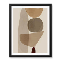 Red & Brown Geometric Shape Design Over Beige Background | Abstract Office Artwork #00272 - Prime Décor