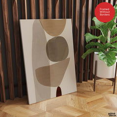 Red & Brown Geometric Shape Design Over Beige Background | Abstract Office Artwork #00272 - Prime Décor