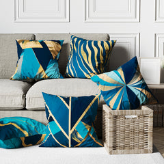 Mystic Marble Series - Sea Blue (Set of 5) | Abstract Cushion #272 - Prime Décor