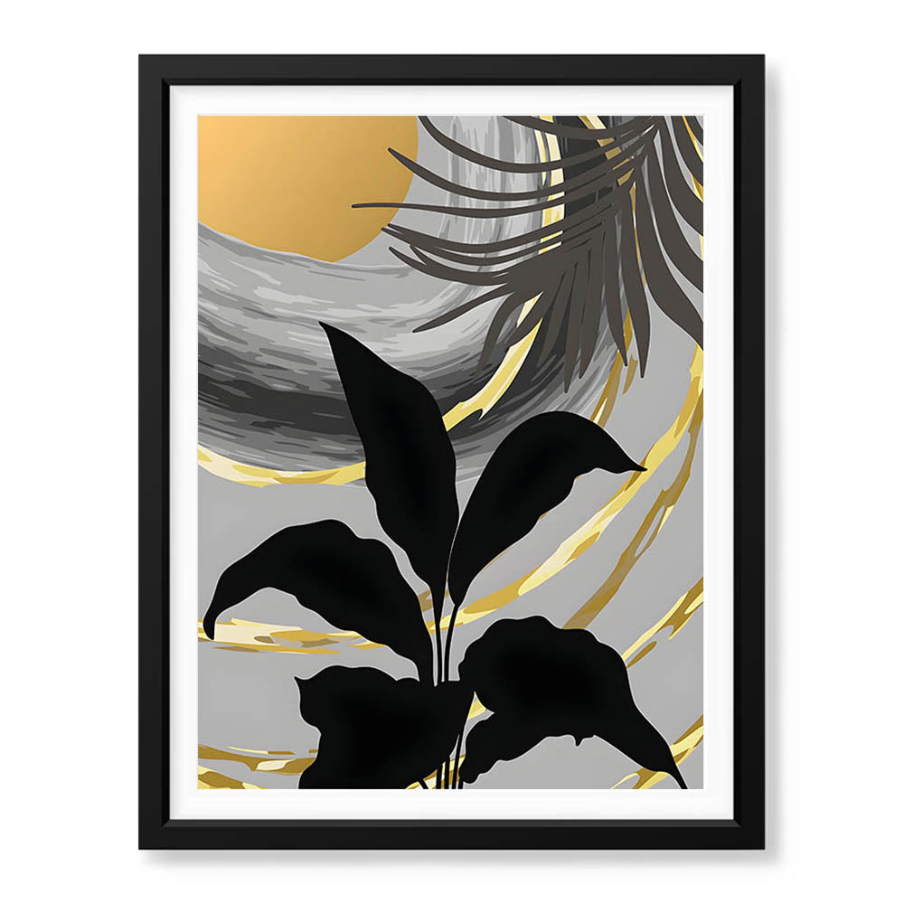 Black & Gold Abstract Tropical Design | Abstract Floral Artwork #00274 ...