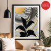 Black & Gold Abstract Tropical Design | Abstract Floral Artwork #00274