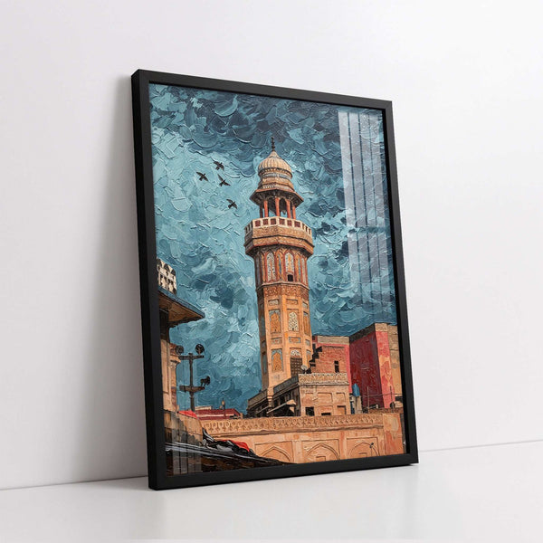 The Minaret Against a Cloudy Sky Digital Painting (Single Panel) Islamic Wall Art