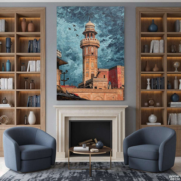The Minaret Against a Cloudy Sky Digital Painting (Single Panel) Islamic Wall Art