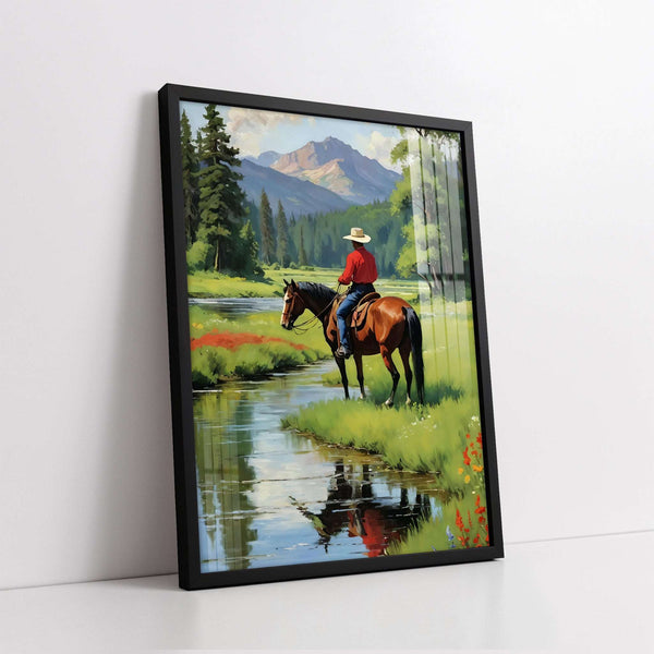 The Cowboy on a Summer Day (Single Panel) Digital Painting Wall Art