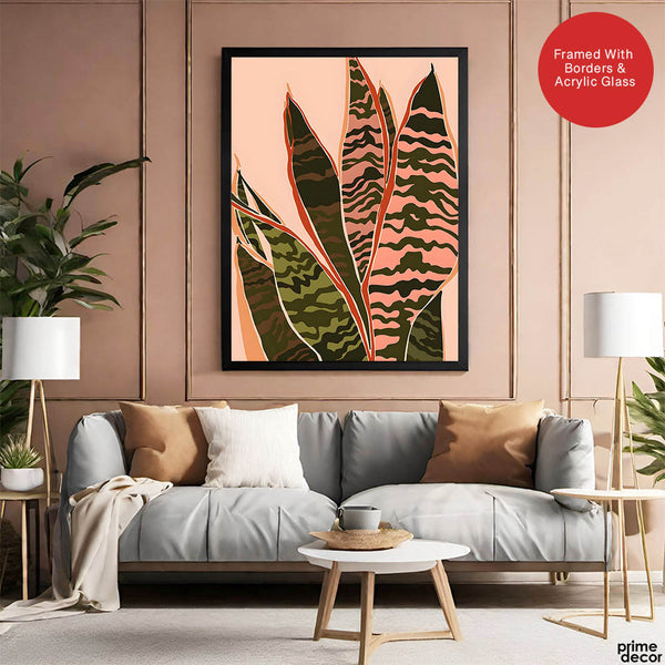 Colorful Abstract Tropical Leaves Over Beige Background | Abstract Floral Artwork #00277 - Prime Décor