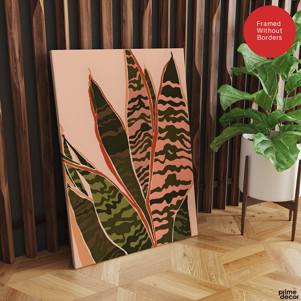 Colorful Abstract Tropical Leaves Over Beige Background | Abstract Floral Artwork #00277 - Prime Décor