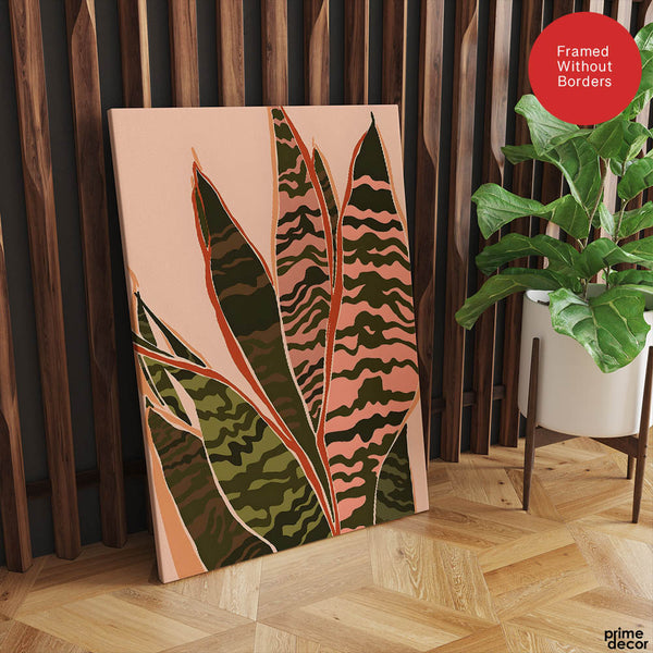 Colorful Abstract Tropical Leaves Over Beige Background | Abstract Floral Artwork #00277 - Prime Décor