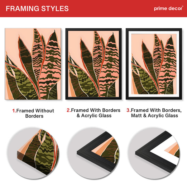 Colorful Abstract Tropical Leaves Over Beige Background | Abstract Floral Artwork #00277 - Prime Décor