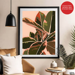 Colorful Abstract Tropical Leaves Over Beige Background | Abstract Floral Artwork #00278 - Prime Décor