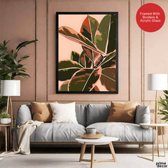 Colorful Abstract Tropical Leaves Over Beige Background | Abstract Floral Artwork #00278 - Prime Décor