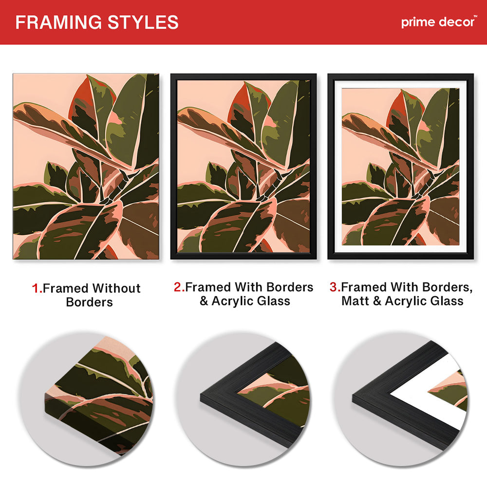 Colorful Abstract Tropical Leaves Over Beige Background | Abstract Floral Artwork #00278 - Prime Décor