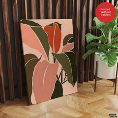 Colorful Abstract Tropical Leaves Over Beige Background | Abstract Floral Artwork #00279 - Prime Décor
