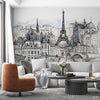 Paris Eiffel Tower Linear Style Illustration | Travel Wallpaper Mural
