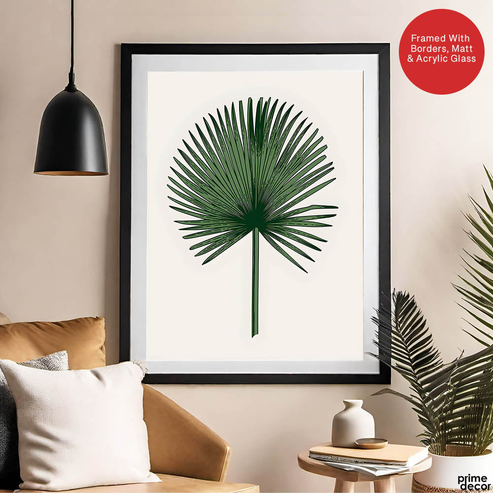 Dark Green Tropical Leaves Floral Design | Abstract Floral Artwork #0027 - Prime Décor