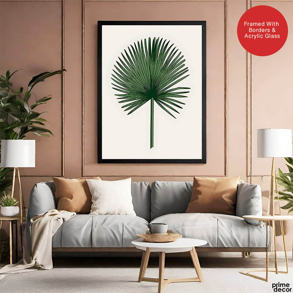 Dark Green Tropical Leaves Floral Design | Abstract Floral Artwork #0027 - Prime Décor