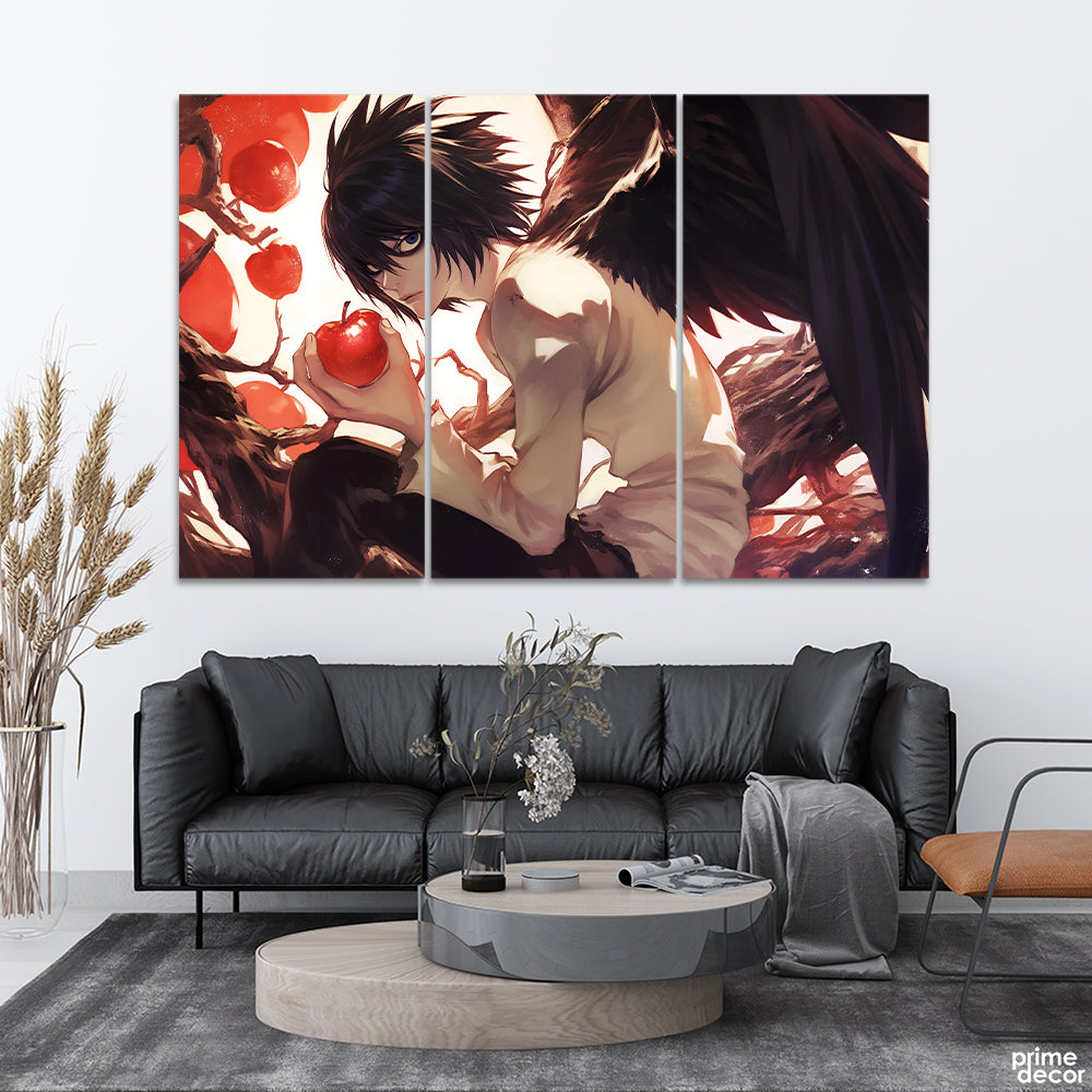 Light Yagami Death Note Anime Artwork (3 Panel) Anime Wall Art - Prime Décor