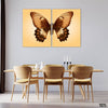 Beautiful Brown Butterfly Illustration (2 Panel) Nature Wall Art