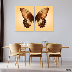 Beautiful Brown Butterfly Illustration (2 Panel) Nature Wall Art - Prime Décor