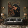 Indian Rani with Her Horse (Single Panel) Digital Painting Wall Art