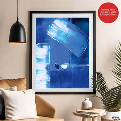 Blue & White Color Shades Abstract Design | Abstract Office Artwork #00280 - Prime Décor
