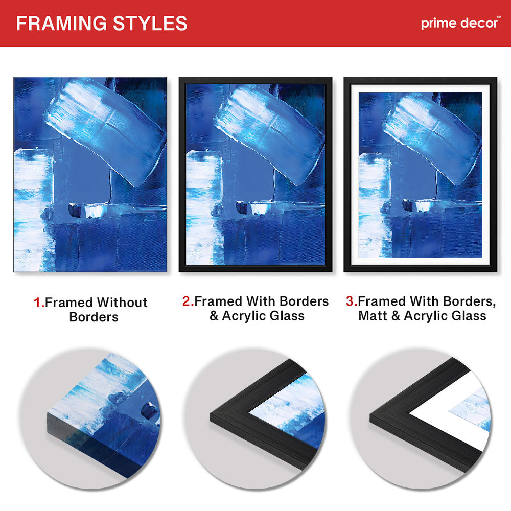 Blue & White Color Shades Abstract Design | Abstract Office Artwork #00280 - Prime Décor