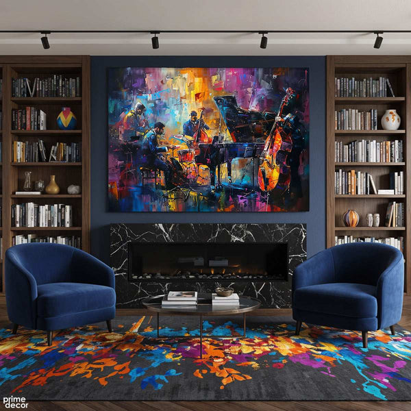 The Colorful Jazz Night Abstract (Single Panel) Digital Painting Wall Art