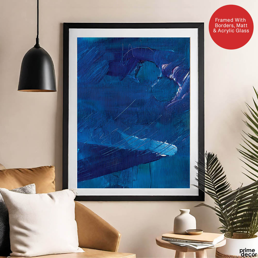 Blue & White Color Shades Abstract Design | Abstract Office Artwork #00281 - Prime Décor