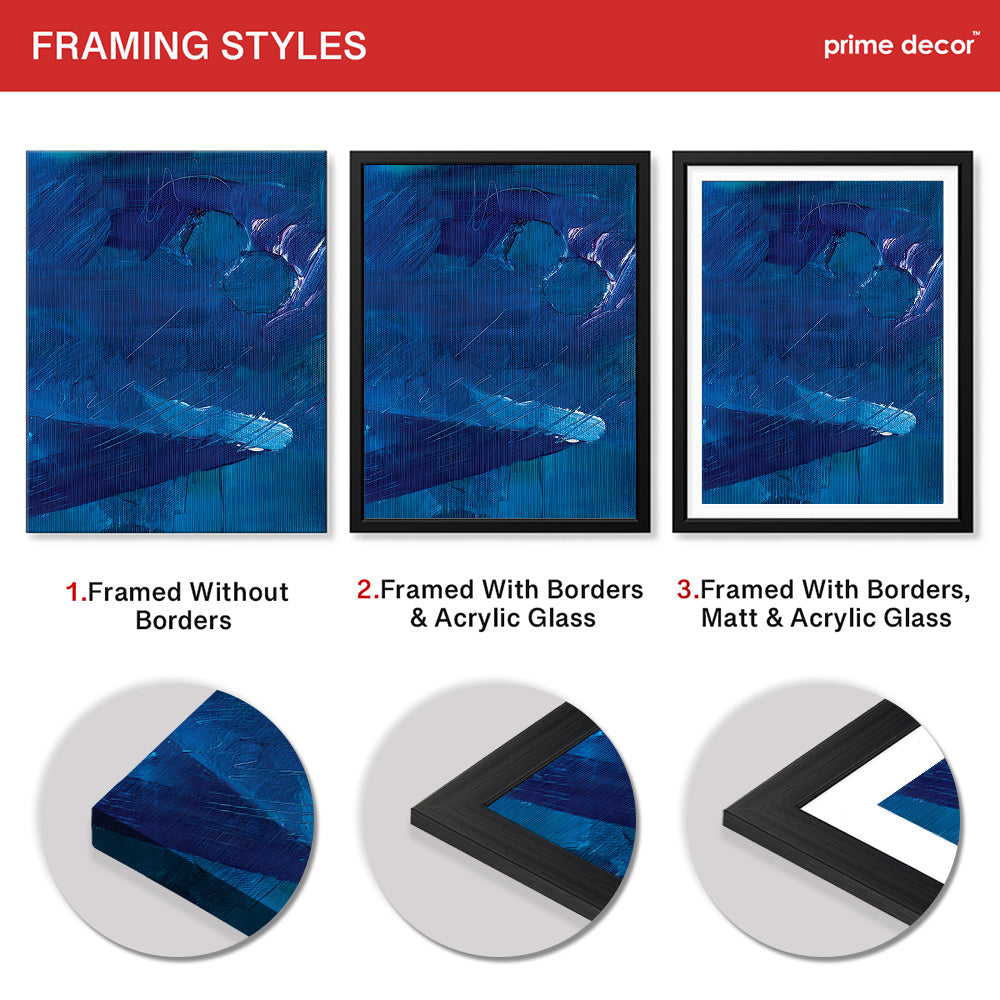 Blue & White Color Shades Abstract Design | Abstract Office Artwork #00281 - Prime Décor
