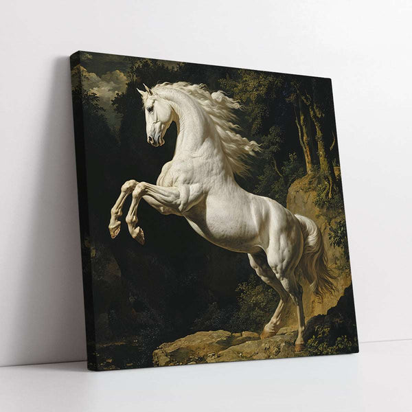 Stallion in the Woods Digital Painting (Single Panel) Square Wall Art
