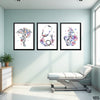 Caduceus & Pelvis With Stethoscope In Flowers (3 Panel) Healthcare Wall Art