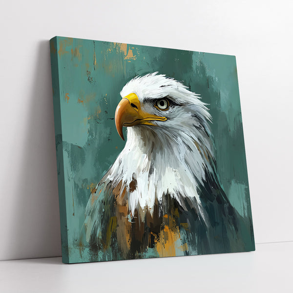 The Majestic Bald Eagle Teal Digital Painting (Single Panel) Square Wall Art