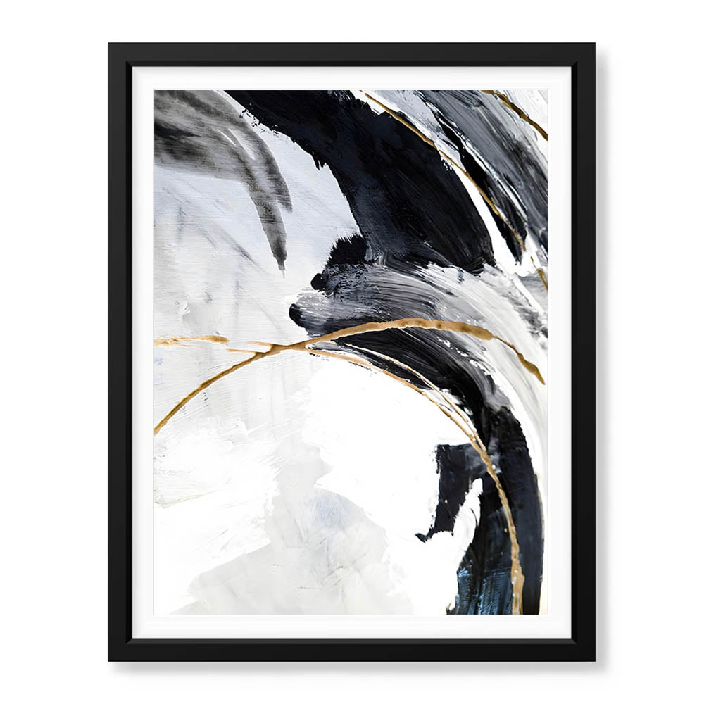 Black & Gold Abstract Office Design Over White Background | Abstract Office Artwork #00289 - Prime Décor