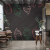 Abstract Pencil Artwork Of Ice Cream Over Black Background | Cafe Wallpaper Mural