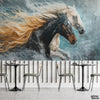 Abstract Black & White Running Horses Artwork | Animal Wallpaper Mural