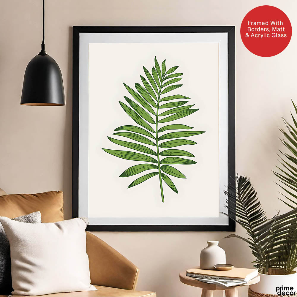Light Green Tropical Leaves Floral Design | Abstract Floral Artwork #0028 - Prime Décor