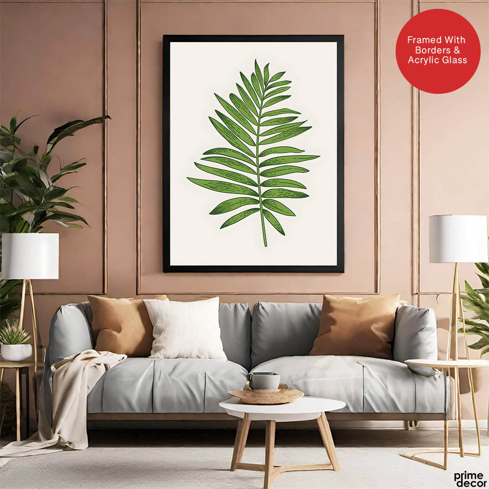 Light Green Tropical Leaves Floral Design | Abstract Floral Artwork #0028 - Prime Décor