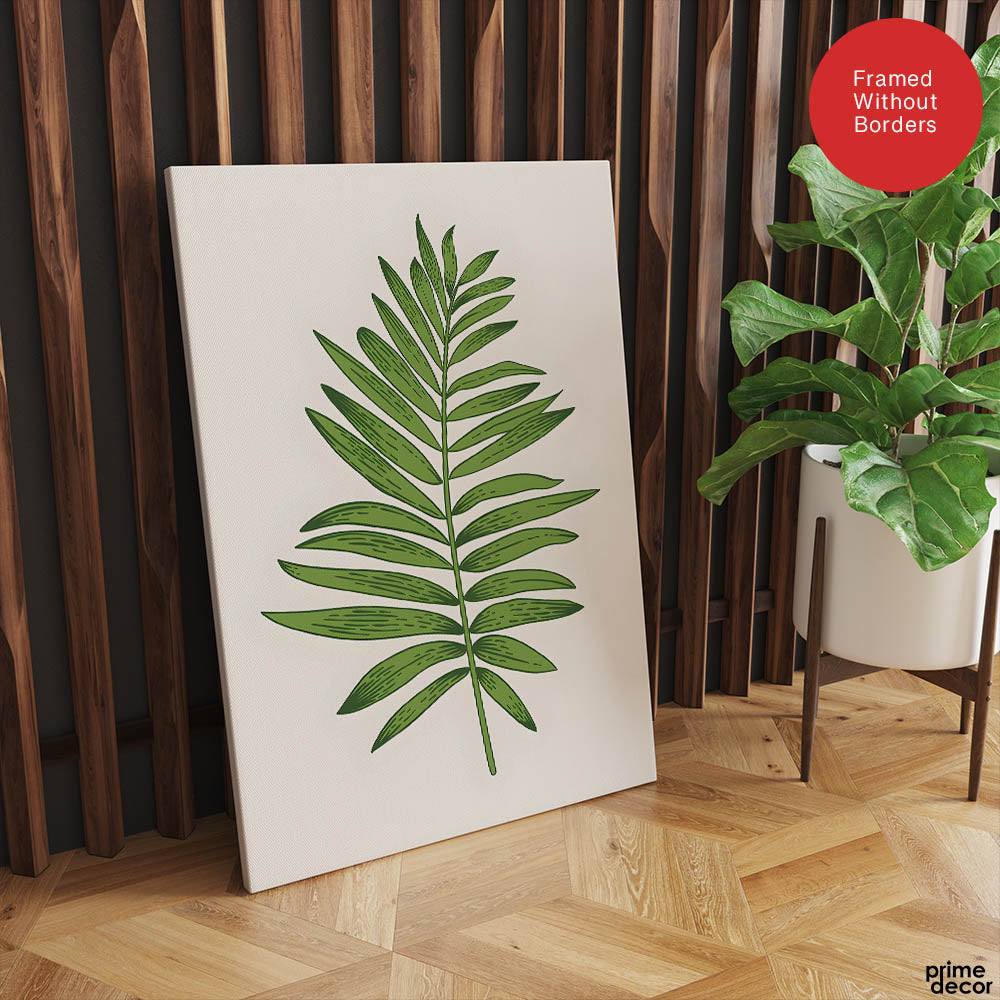 Light Green Tropical Leaves Floral Design | Abstract Floral Artwork #0028 - Prime Décor