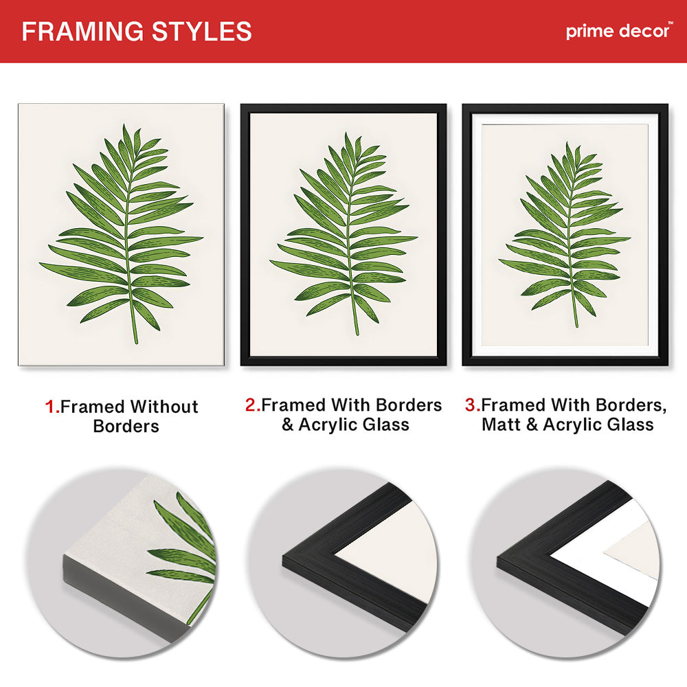 Light Green Tropical Leaves Floral Design | Abstract Floral Artwork #0028 - Prime Décor