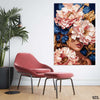 Beautiful Abstract Woman Face With Blue & Golden Flowers (Single Panel) Fashion Wall Art