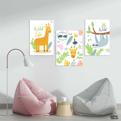 Flat Drawn Flat Illustration (3 Panel) Kids Wall Art - Prime Décor