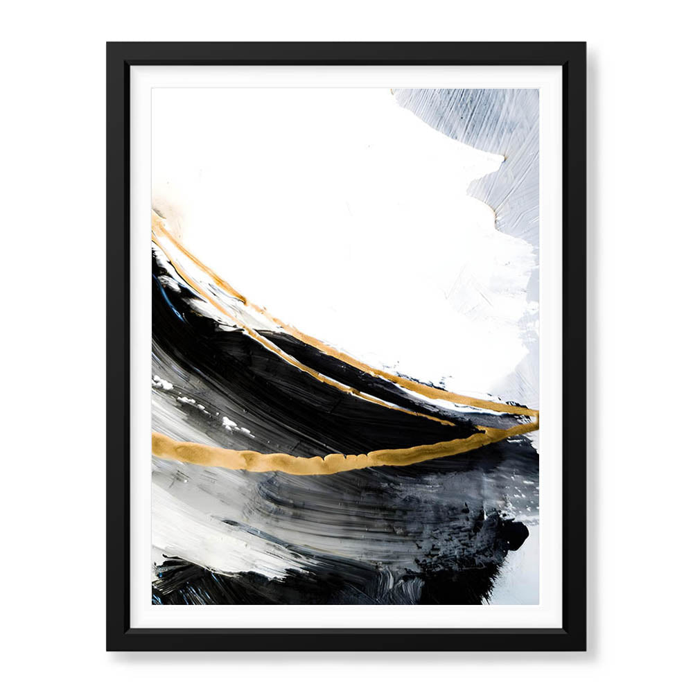 Black & Gold Abstract Office Design Over White Background | Abstract Office Artwork #00290 - Prime Décor