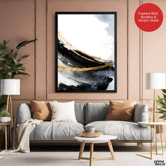 Black & Gold Abstract Office Design Over White Background | Abstract Office Artwork #00290 - Prime Décor
