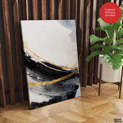 Black & Gold Abstract Office Design Over White Background | Abstract Office Artwork #00290 - Prime Décor